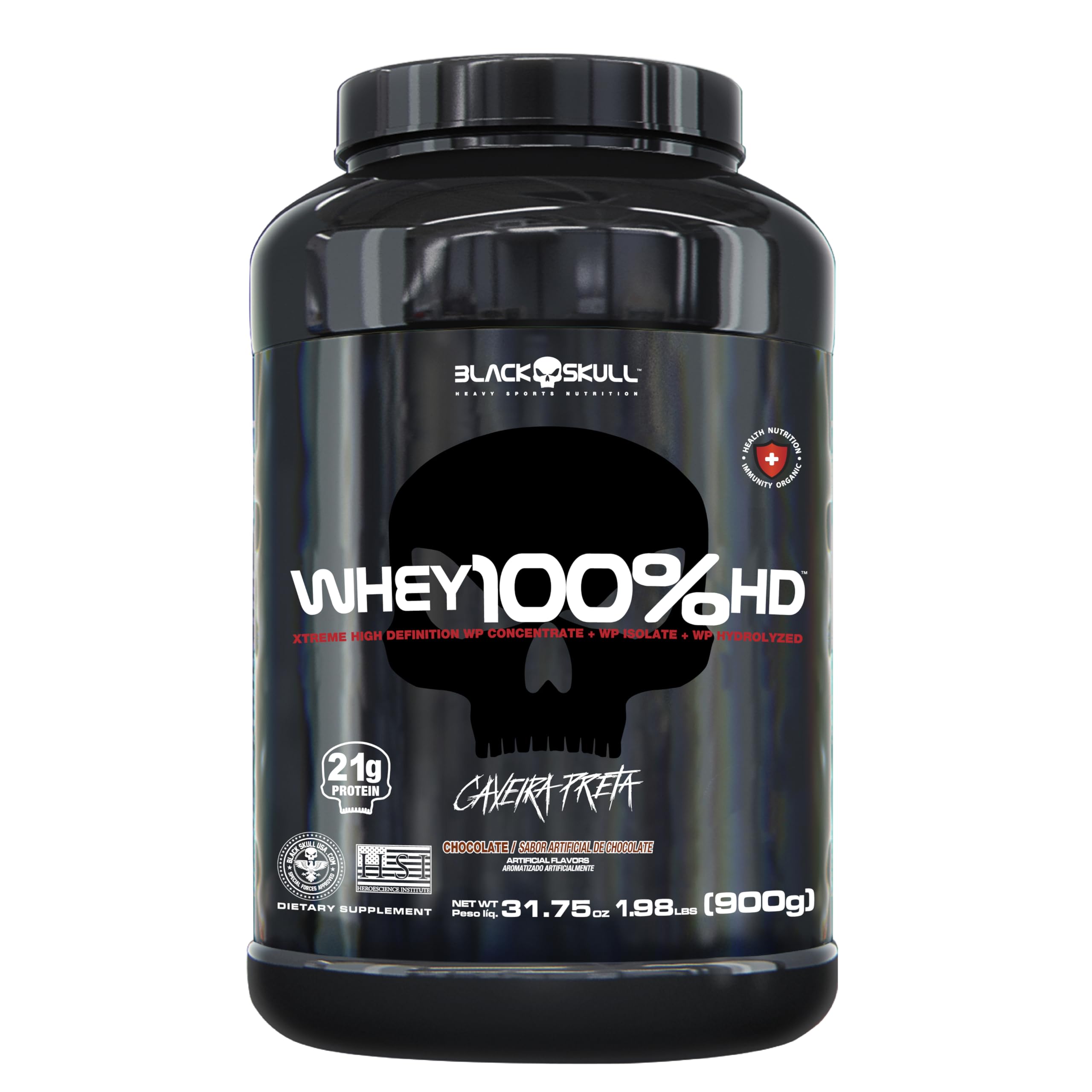 Whey 100% HD Chocolate Pote Black Skull 900g