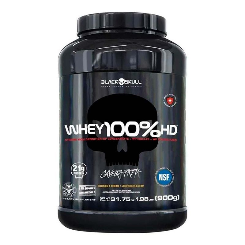 Whey 100% HD Cookies and Cream Pote Black Skull 900g
