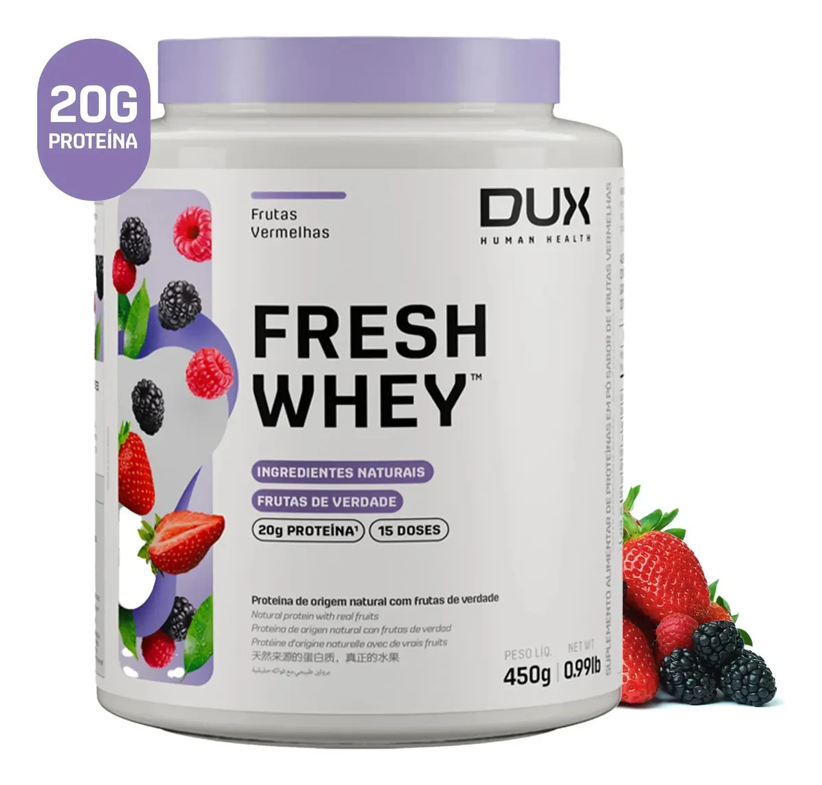 Fresh Whey Protein Sabor Frutas Vermelhas DUX Human Health 450g
