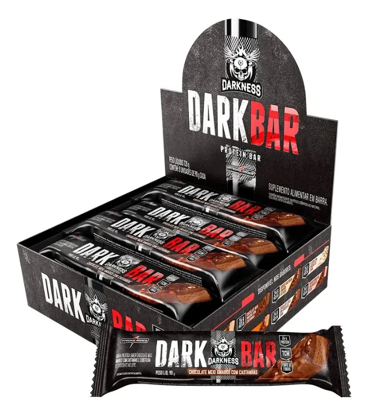 Dark Bar Chocolate Amargo com Castanhas Darkness 8 Unidades