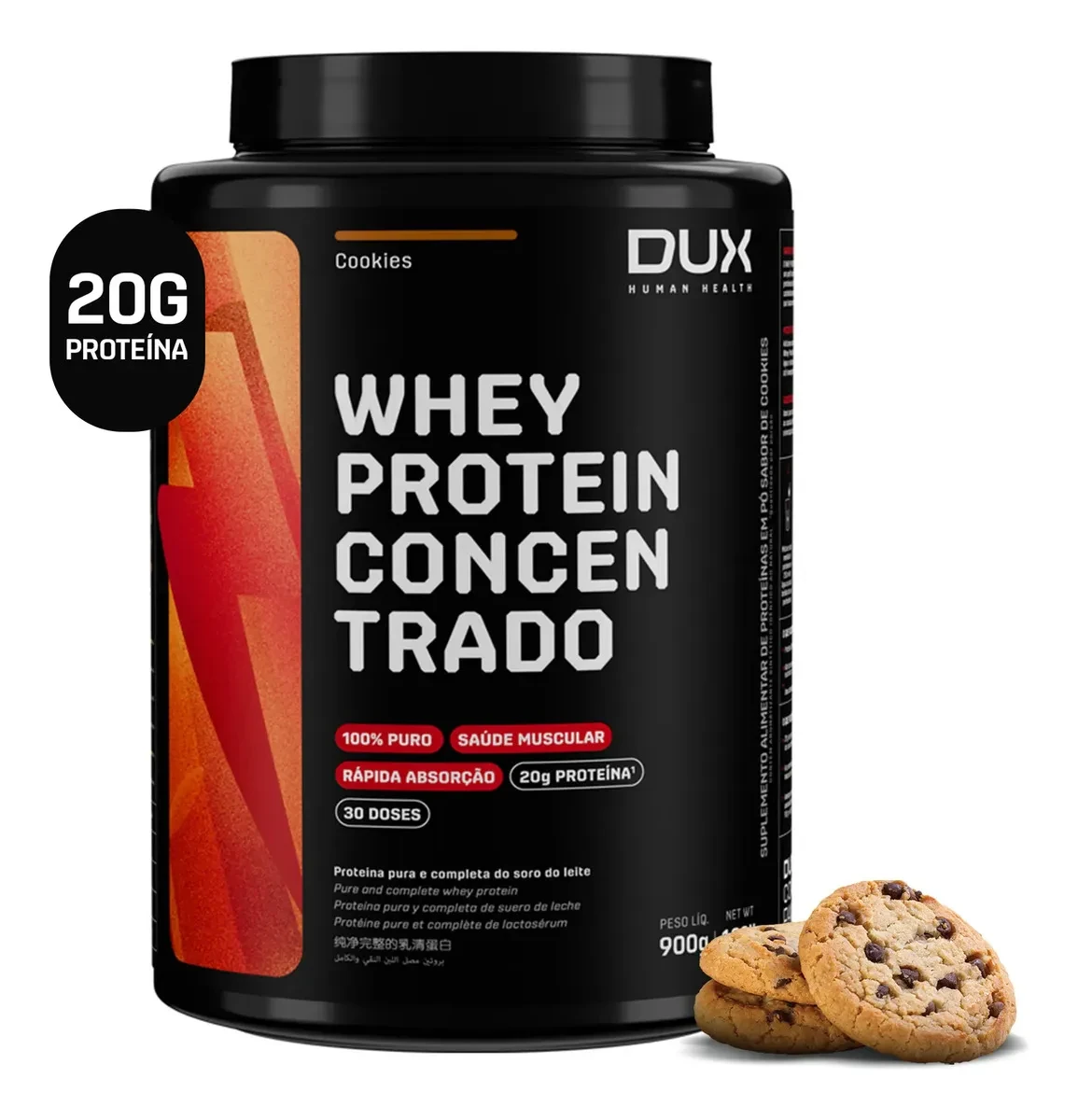 Whey Protein Concentrado Cookies and Cream DUX Human Health 900g