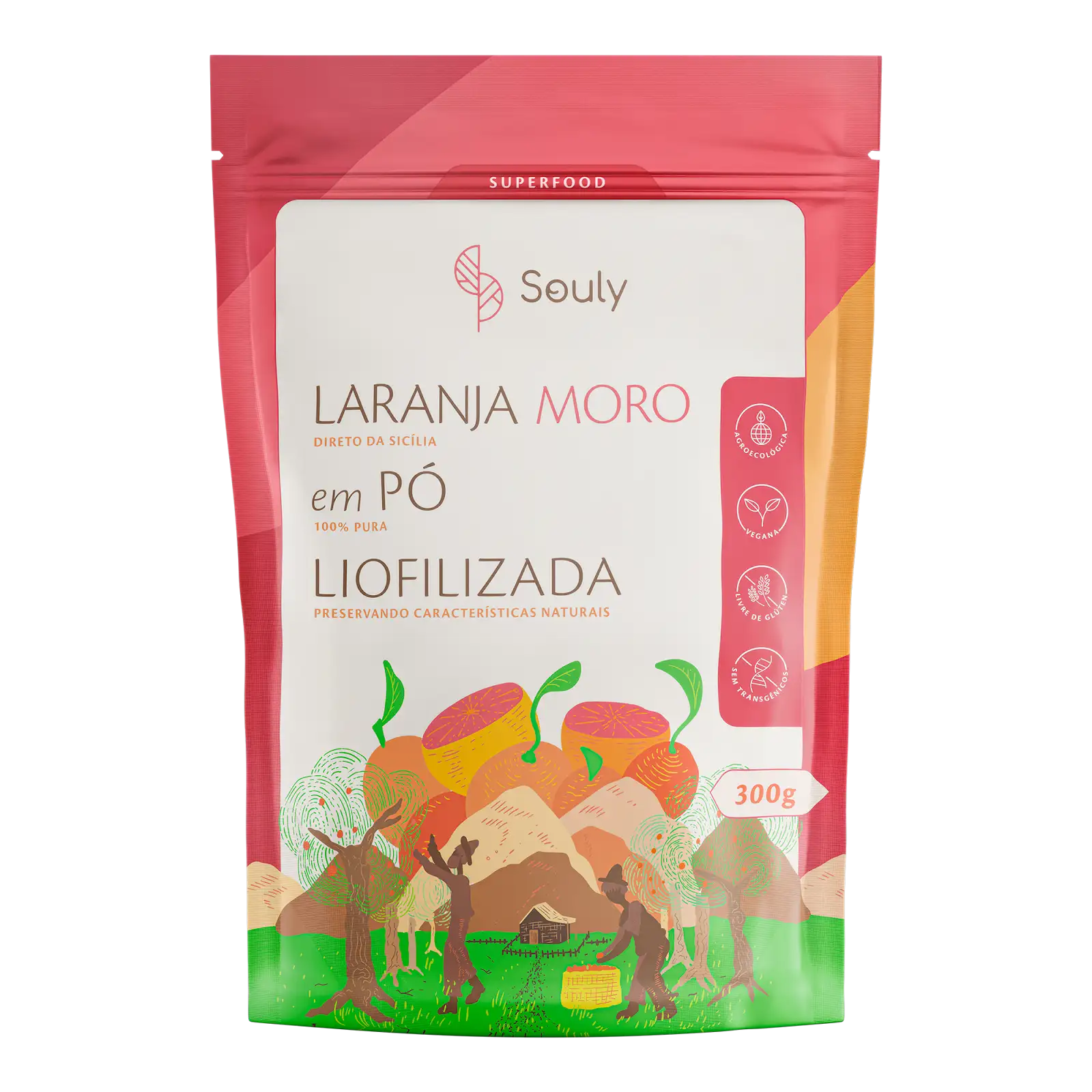 Laranja Moro em Pó Liofilizada Souly 300g