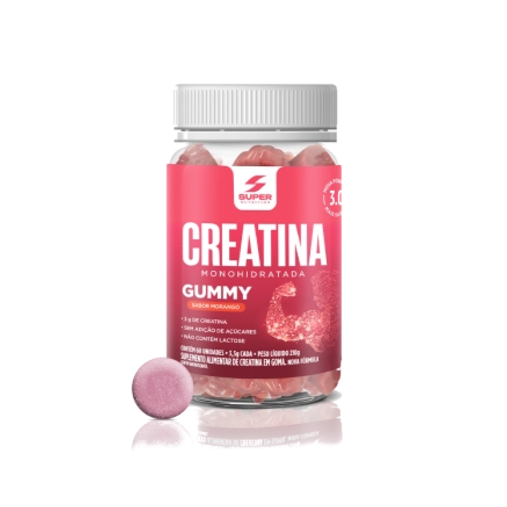 Super Gummy Creatina Morango Desinchá 30 Gomas