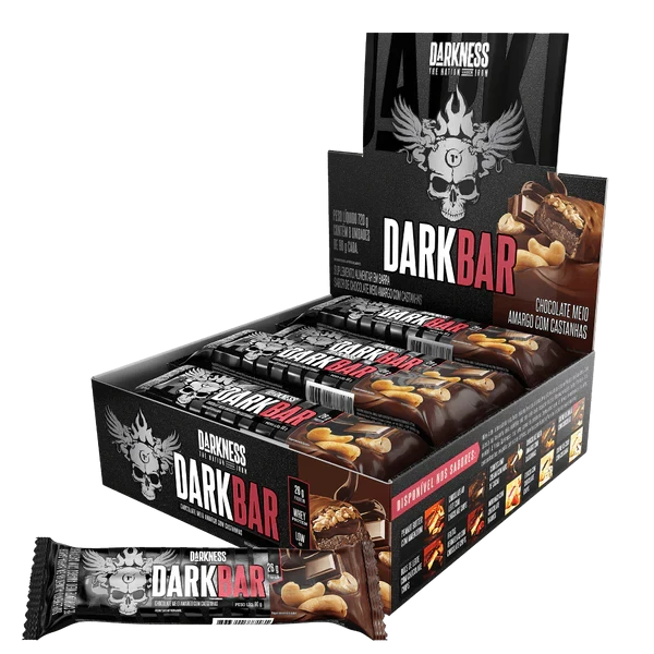 Dark Bar Chocolate Amargo com Castanhas Darkness 8 Unidades