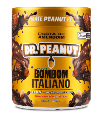 Pasta de Amendoim Bombom Italiano com Whey Protein Dr. Peanut 600g
