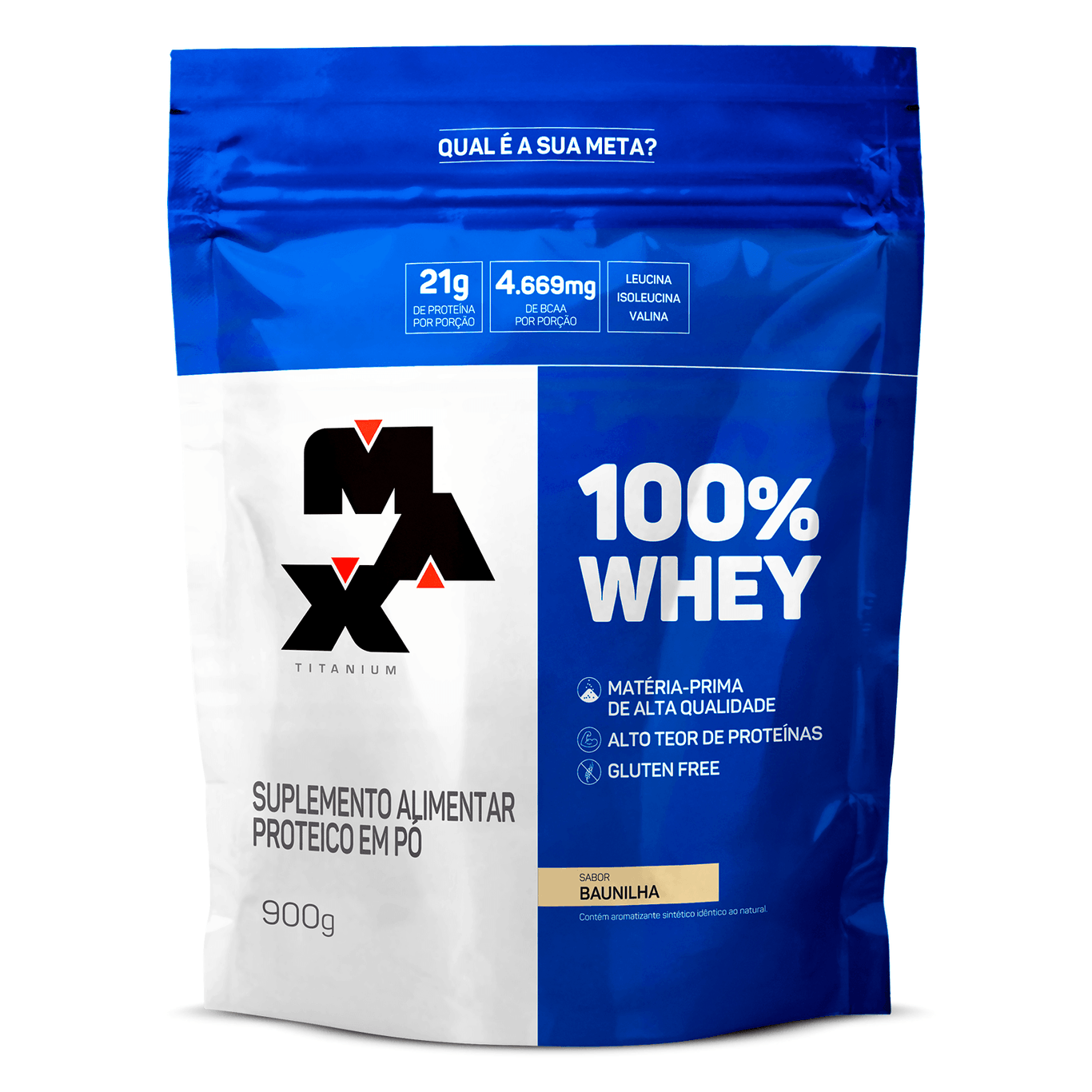 100% Whey Baunilha Max Titanium Refil 900g